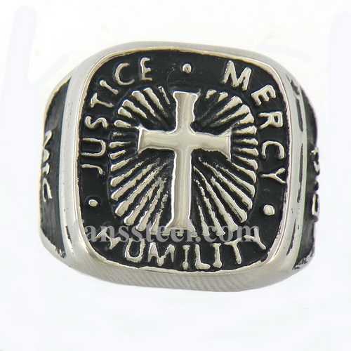 FSR11W13 justice mercy humility bible cross ring - Click Image to Close